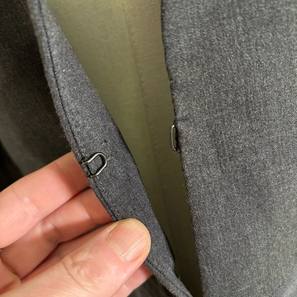 Gray Fitted V Neck Suede Suit Jacket Blazer Size 2 - Picture 6 of 8